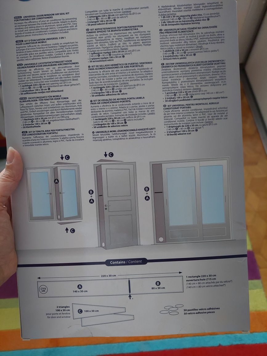 Uszczelki okienne/drzwiowe do przenosniej klimatyzacji