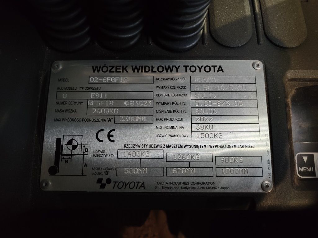 Wózek widłowy Toyota TONERO 1.5t 18,5mth LPG 2022r