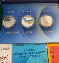 Набір із трьох монет у сувенірній упаковці "Державні символи України"