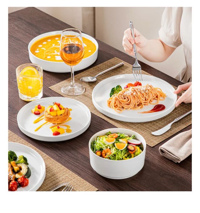 Serwis obiadowy MALACASA 24 el. dla 6 osób – porcelana, biały