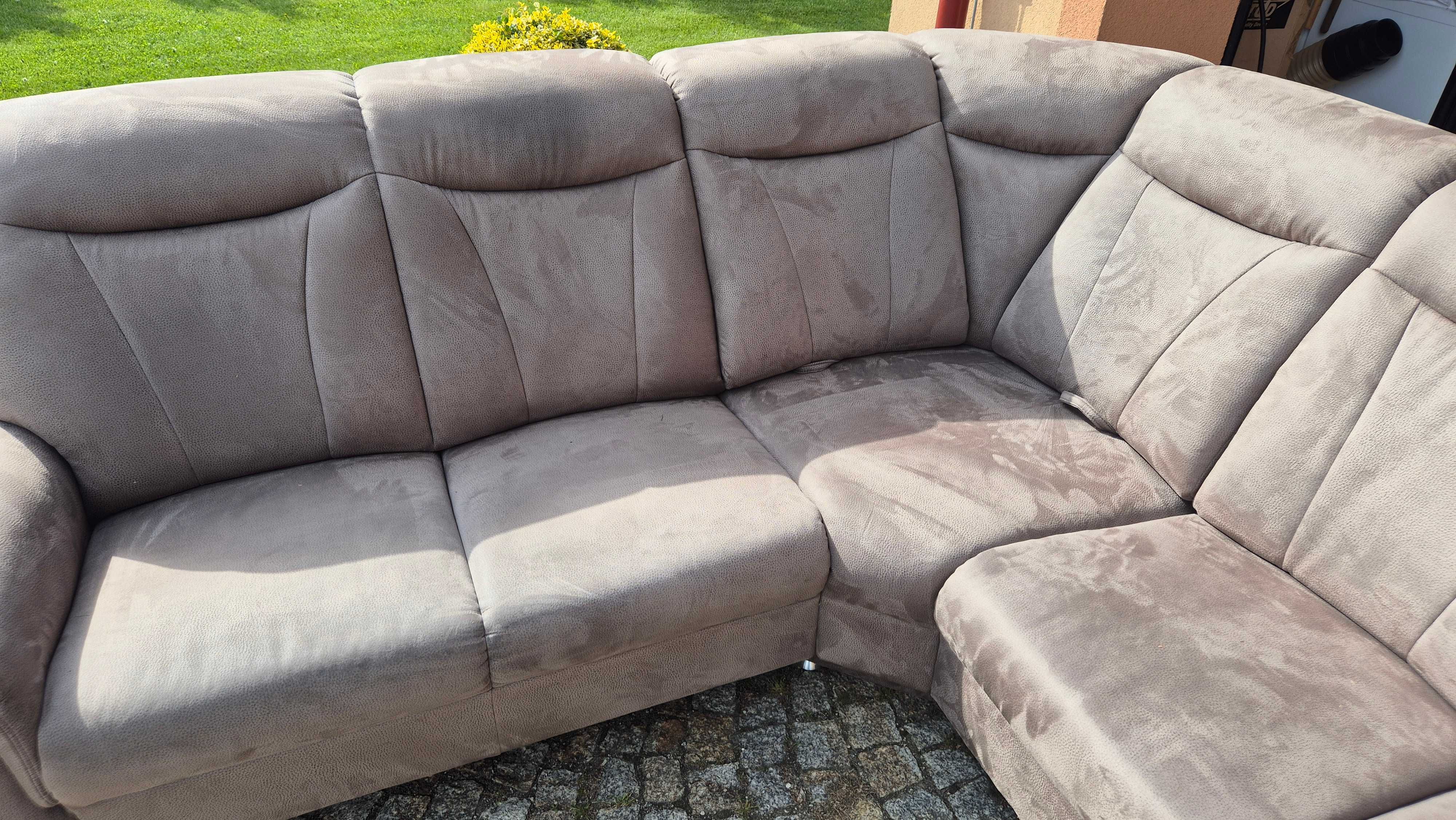 Duży wygodny narożnik L 280x230 brązowy jak NOWY - mikrowelur