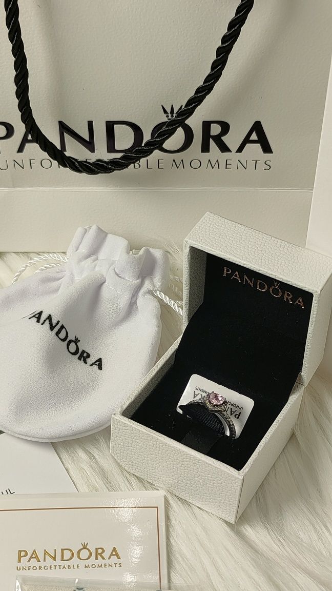 Срібна каблучка Pandora рожеве серце. Колечко Пандора s925
