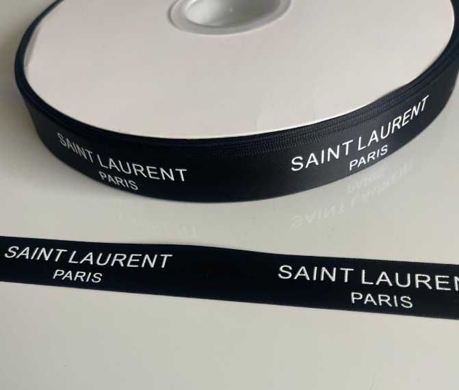 Czarna wstążka Ysl Saint Laurent dł 150cm kokarda