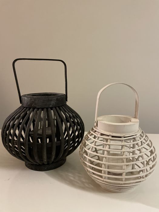 Conjunto pota velas de vime