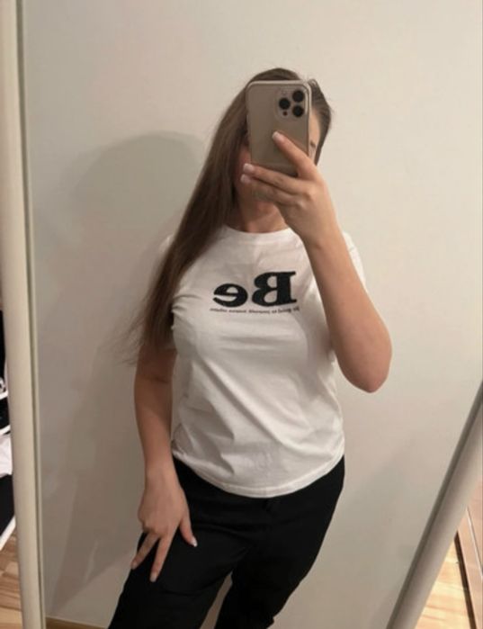 T-shirt damski bialo czarny nowy M metka