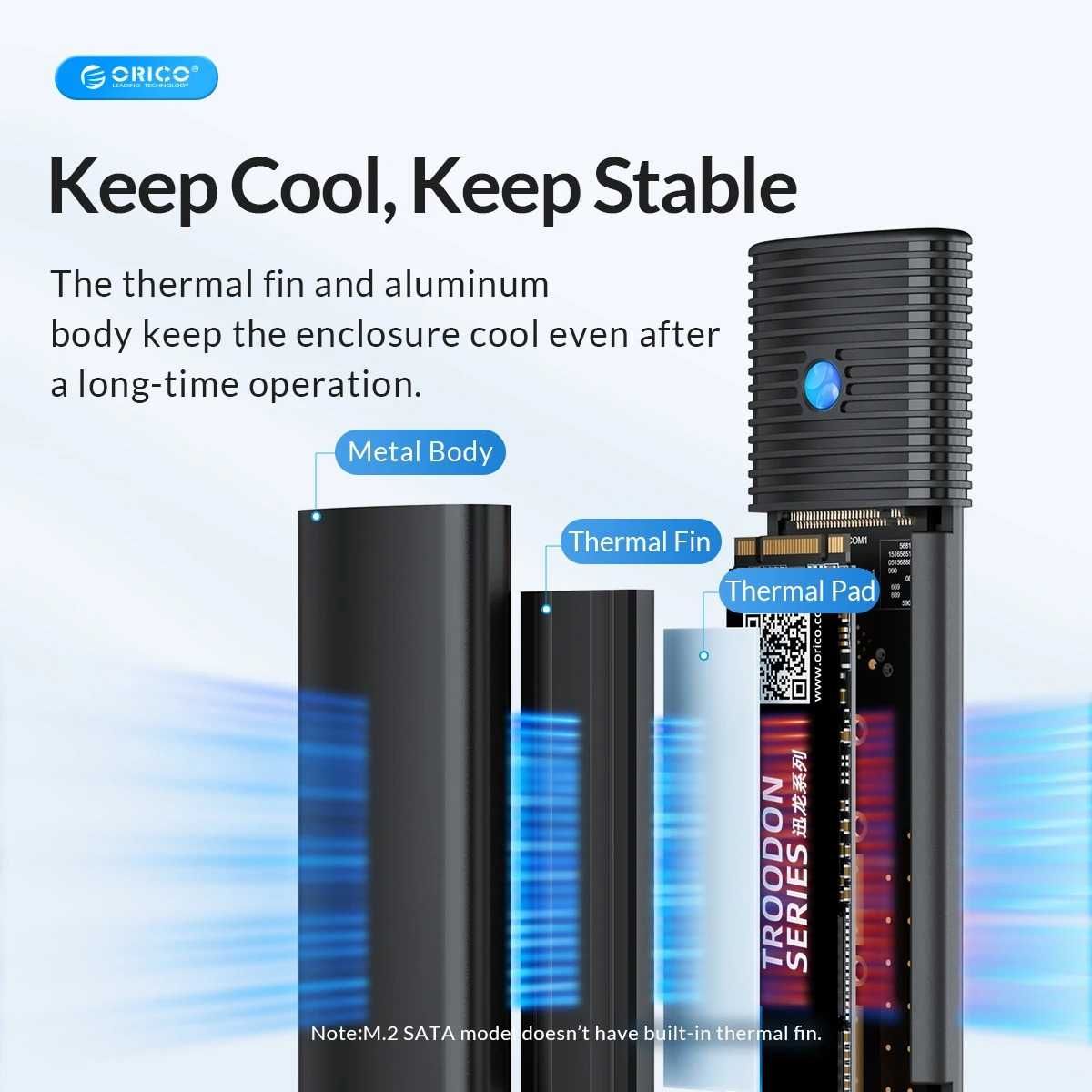 Кишеня дисків Orico M.2 NVMe/SATA 10 Gbps (PWDM2-G2) Blue