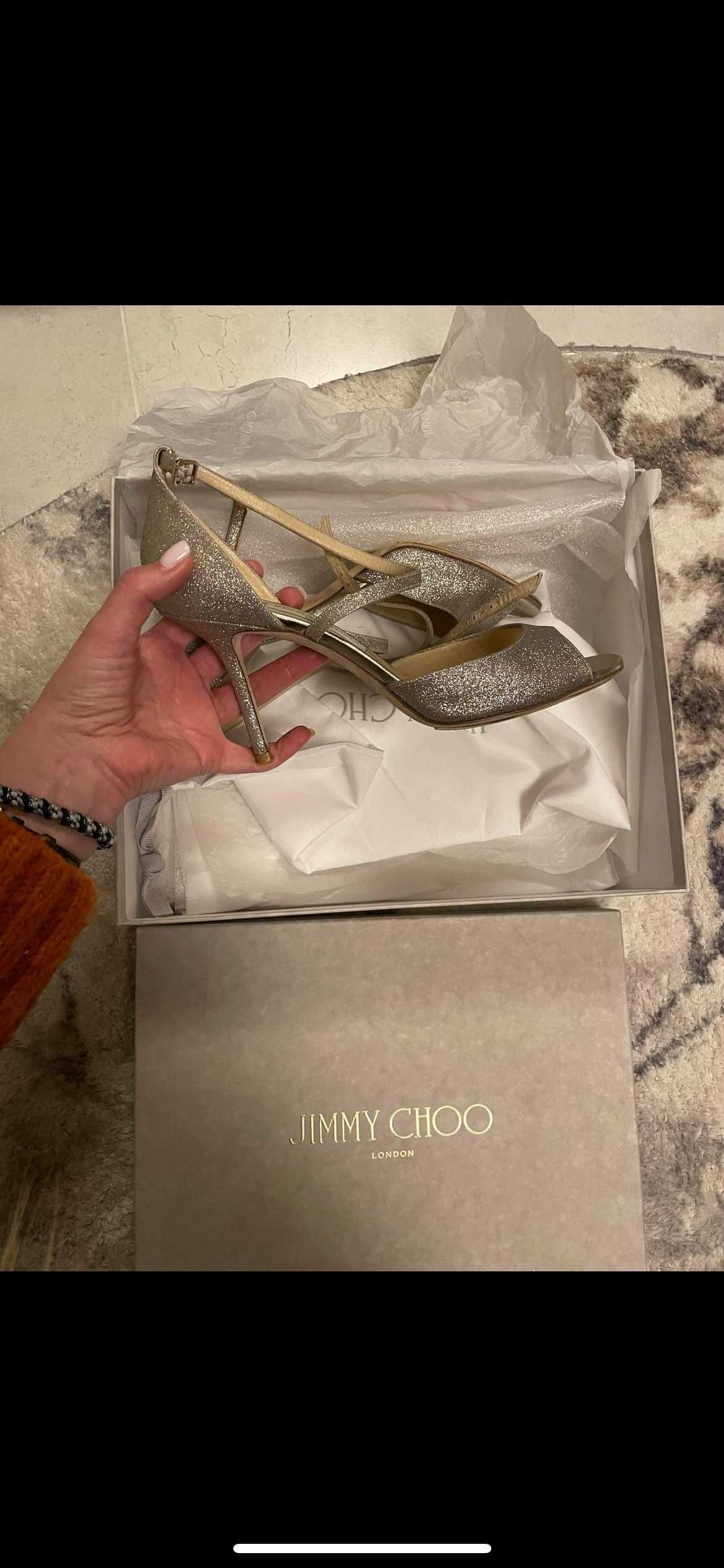 Jimmy Choo Emsy 85mm Glitter Sandals