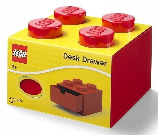 Pojemnik LEGO Desk Drawer 4 na biurko czerwony. LEGO