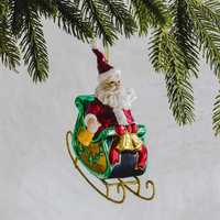 Zawieszka na choin Mikołaj na saniach mieniący się ozdoba choinkowa