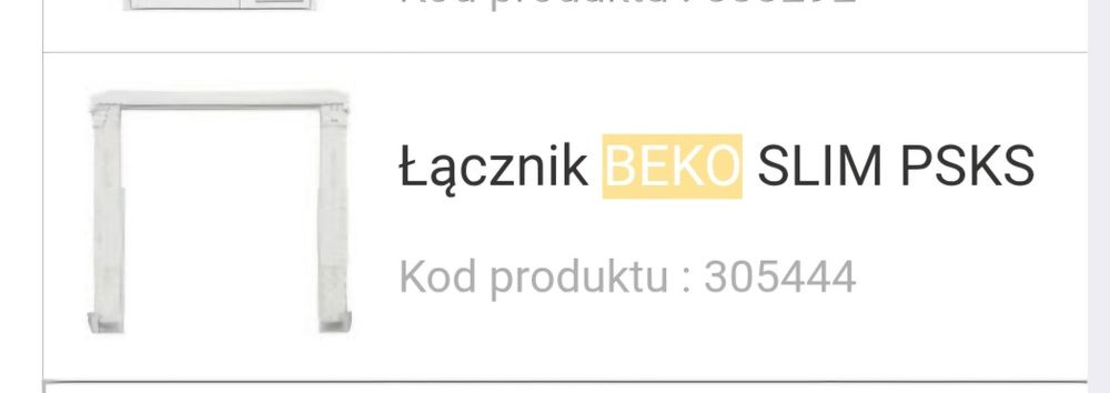 Łącznik Beko do pralki I suszarki