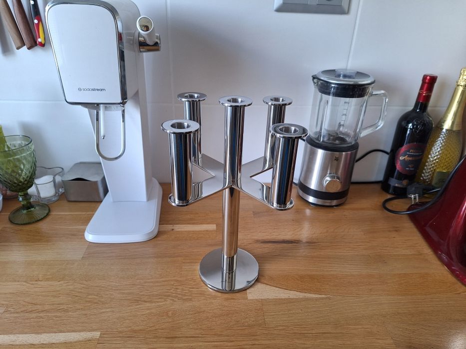 Duży świecznik stołowy AUERHAHN/WMF polerowana stal nierdzewna inox