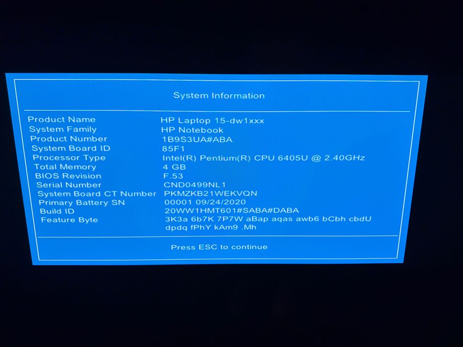 Zbity Laptop HP 15-DW1083WM Pentium Gold 6405U/15.6"/4GB/SSD 128GB