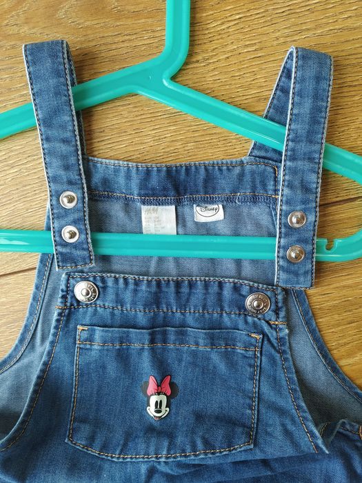 H&M jeansowa dżinsowa sukienka na szelkach myszka miki minnie r. 104