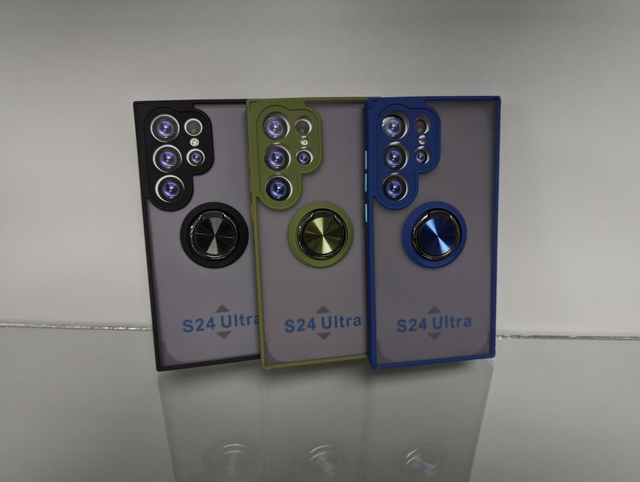 Samsung Galaxy S24 Ultra противоударный чехол с кольцом матовый