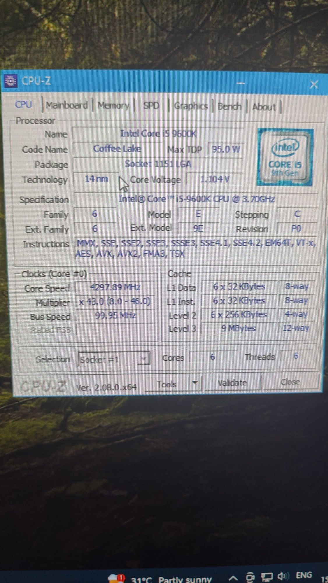 Процессор Intel i5 9600k, LGA 1151
