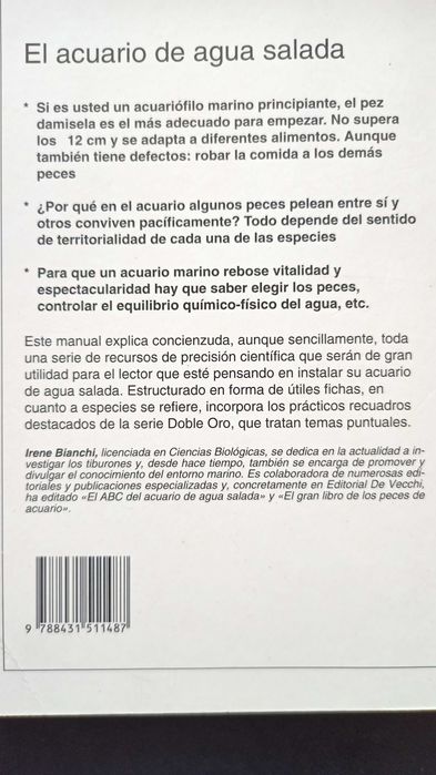 Livro de aquariofilia de água salgada espanhol