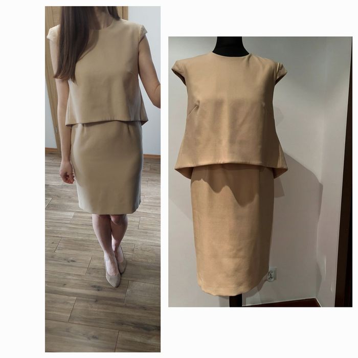 Beżowa kremowa nude sukienka Simple 40 L