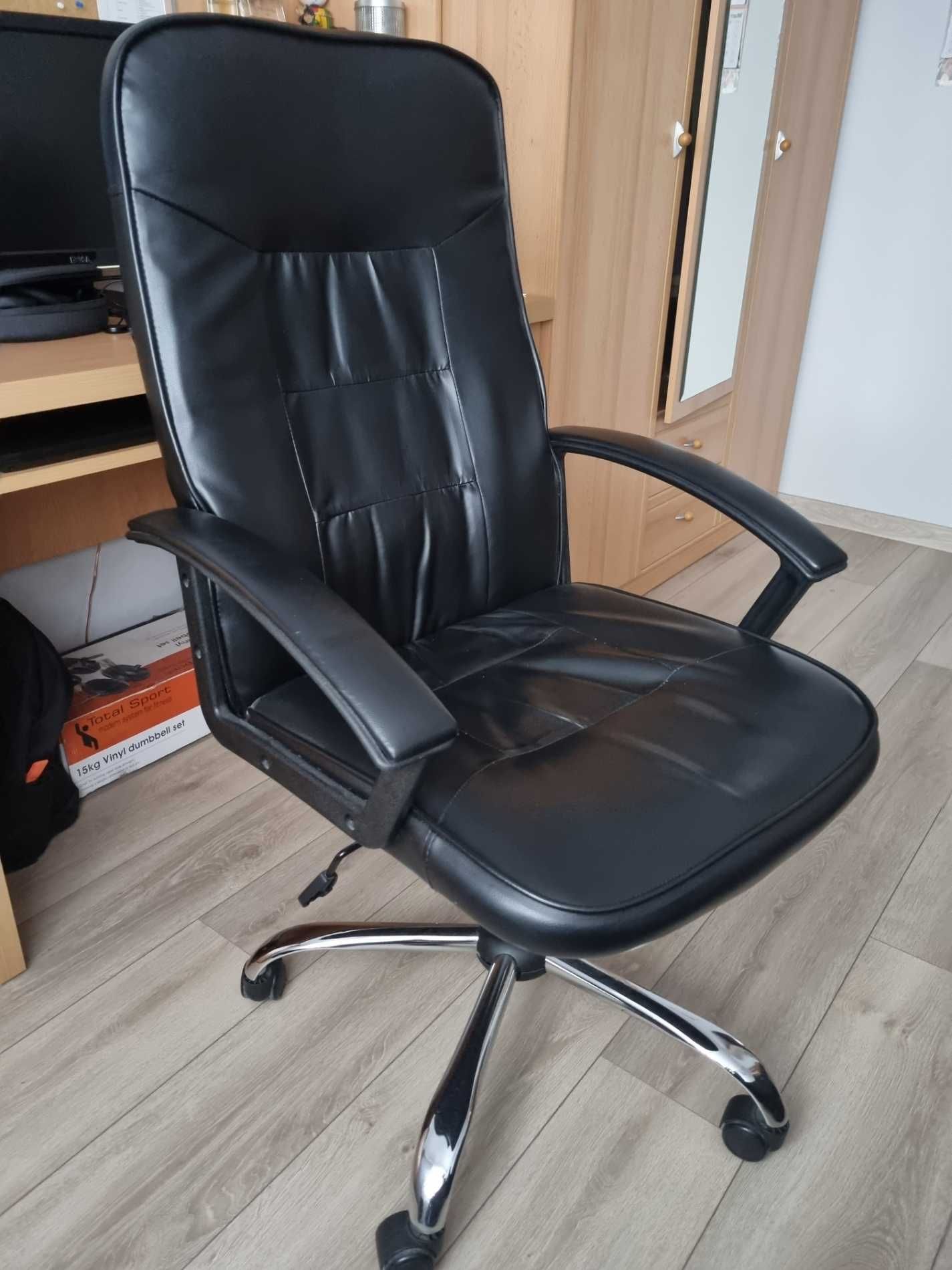 Fotel, krzesło biurowe - ekoskóra czarny JYSK