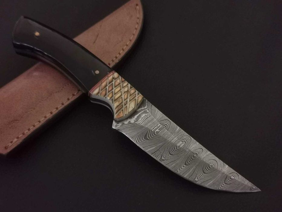 NÓŻ DAMAST ze stali damasceńskiej 23cm myśliwski wykonany ręcznie
