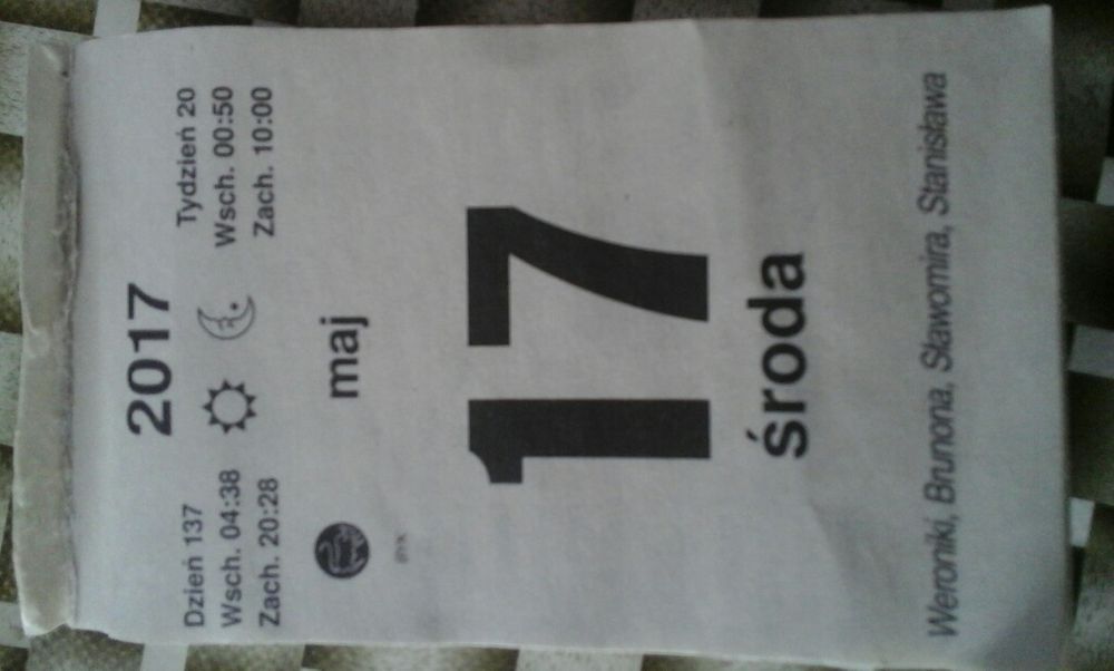 Kartka z kalendarza 2017 rok