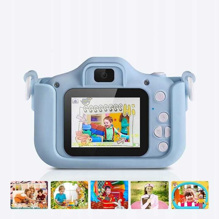Aparat Cyfrowy Dla Dzieci Fotograficzny Niebieski Kotek Karta 4GB