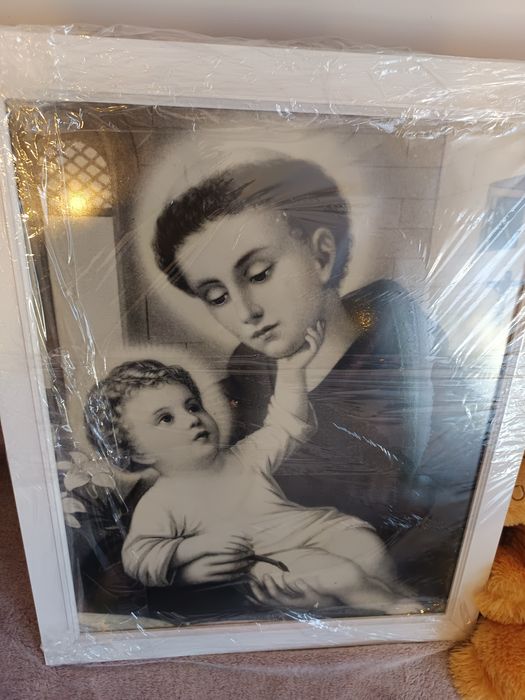 Obraz święty Antoni stary 100 letni odnowiony nowa rama i szkło