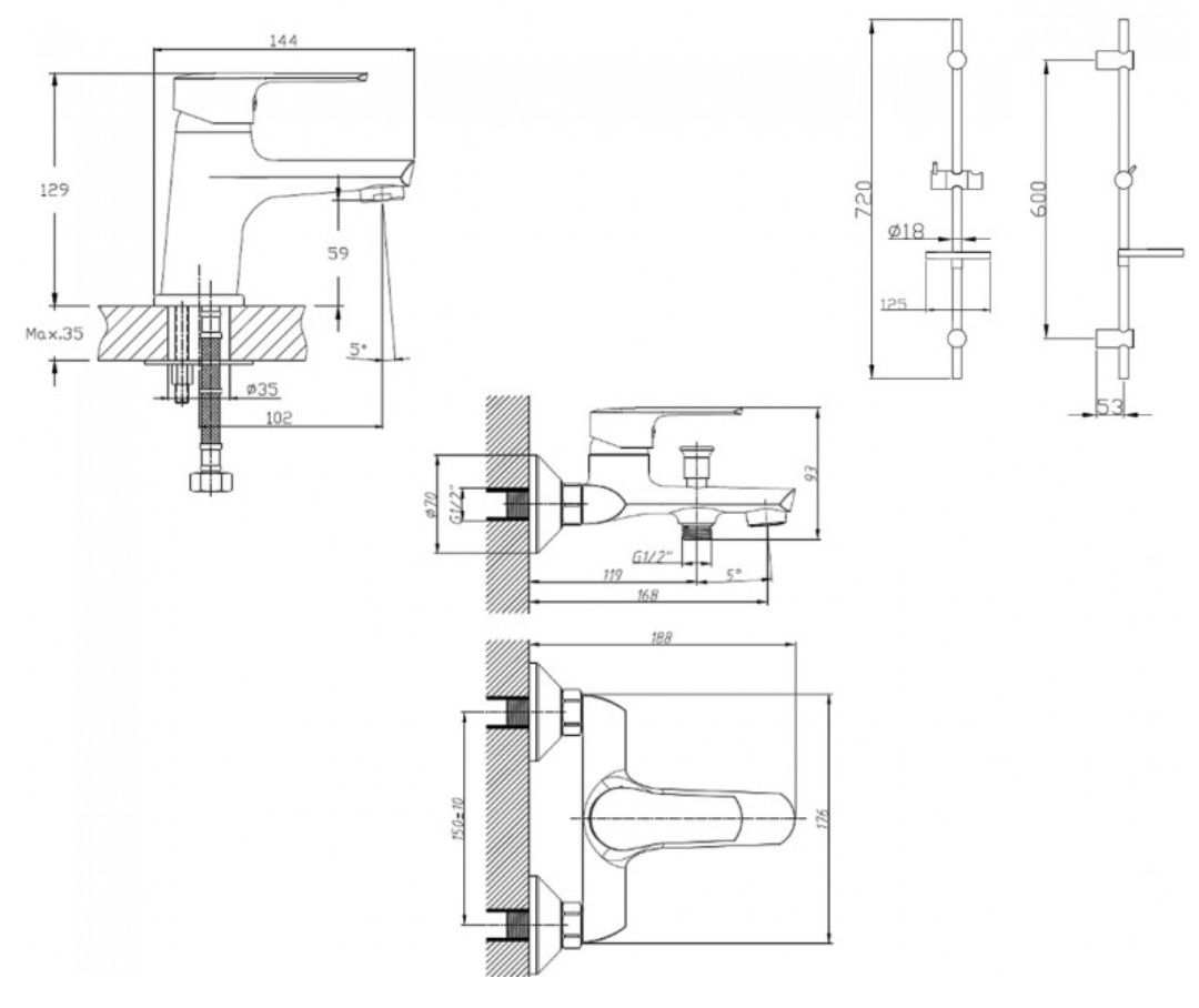 Imprese Kit 20080 kit 21081 Набір змішувачів для ванни Набор для ванны