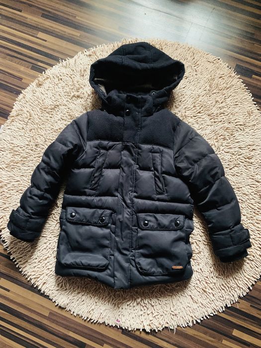 Куртка , пуховик, пальто с капюшоном чёрный зима , 116 рост, Zara