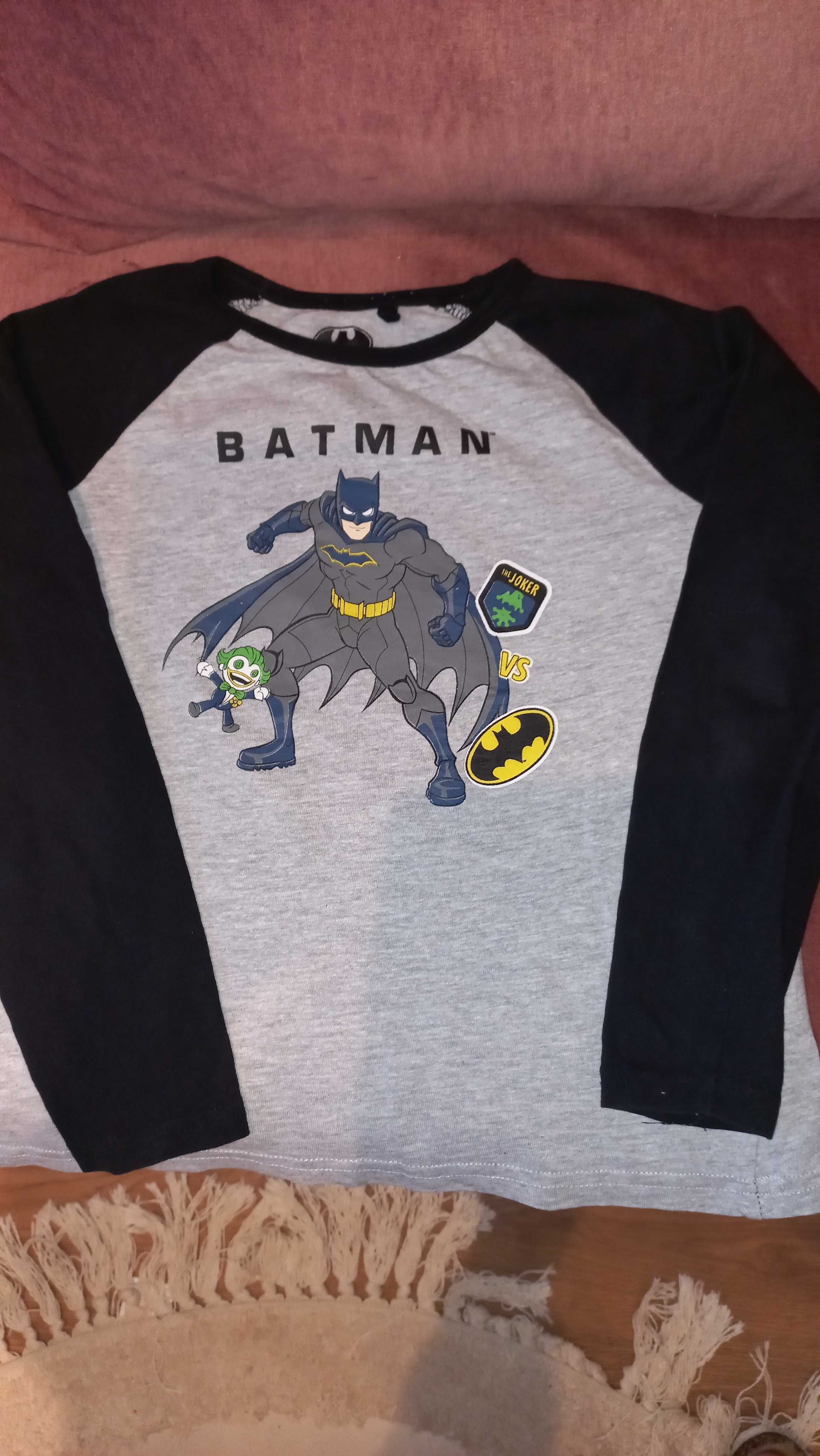 Koszulka bluzka t-shirt Batman długi rękaw czarna szara r.134