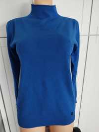 Niebieski sweter damski elastyczny, rozciągliwy