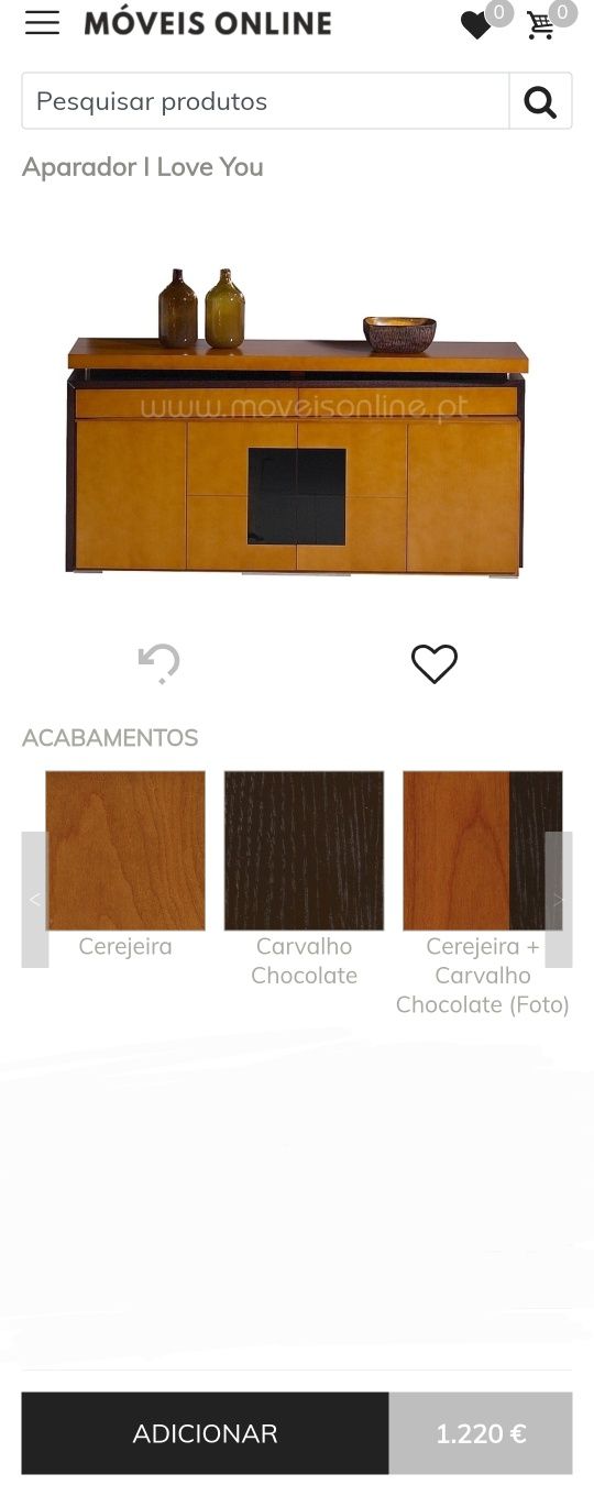 Conjunto Móvel Aparador + Bar I Love You. Como novos. Madeira maciça