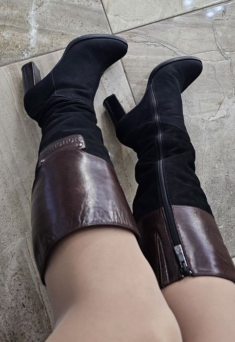 Сапоги чоботи замш хутро шкіра  Італія 40р.