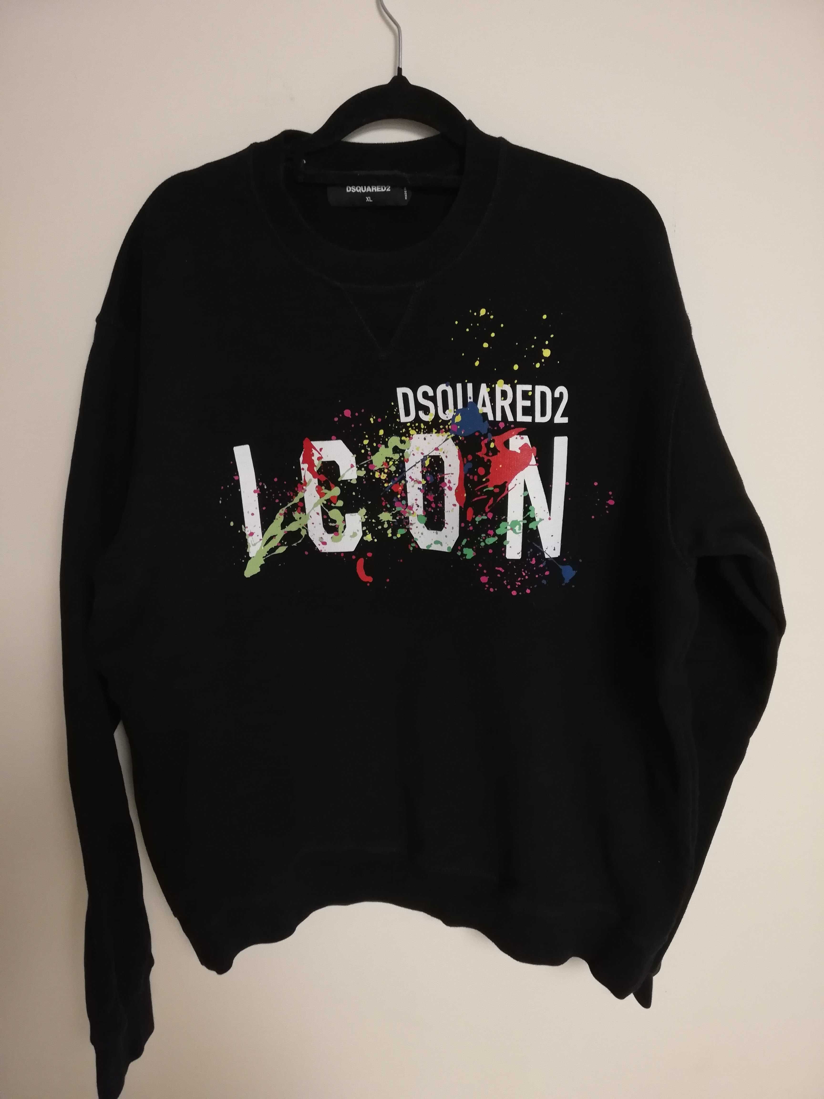 bluza DSQUARED2 L XL 40 42 męska bluza z kapturem ICON SPLATTER