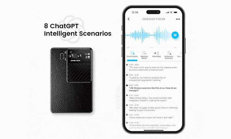 Chime Note inteligentny rejestrator AI tłumacz MagSafe 64Gb 3000mAh