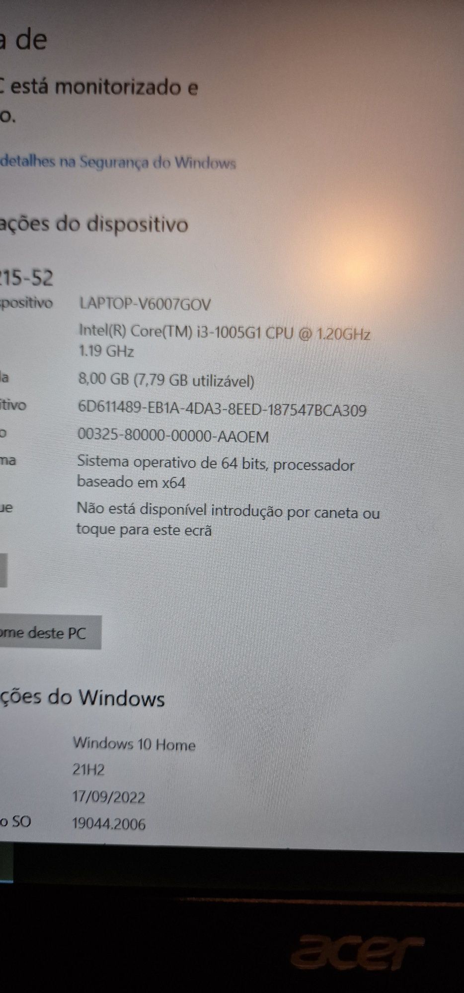 Portátil ACER A315 Aspire