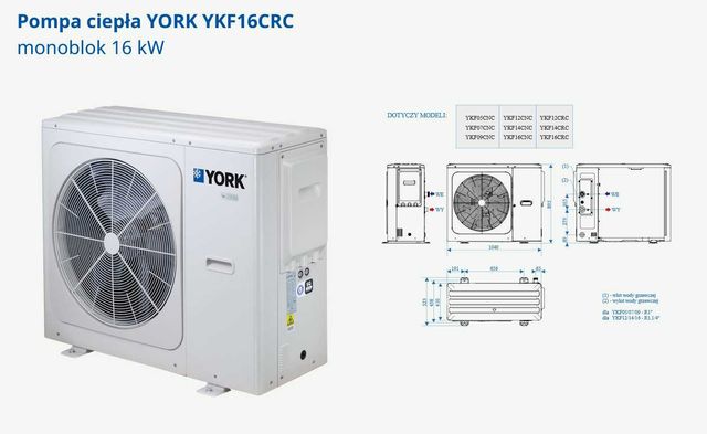 Pompa ciepła YORK YKF16CRC 16kW R32 Seria "C" (23%, brutto)