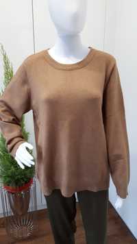 Sweter damski z wiskozą brązowy XL