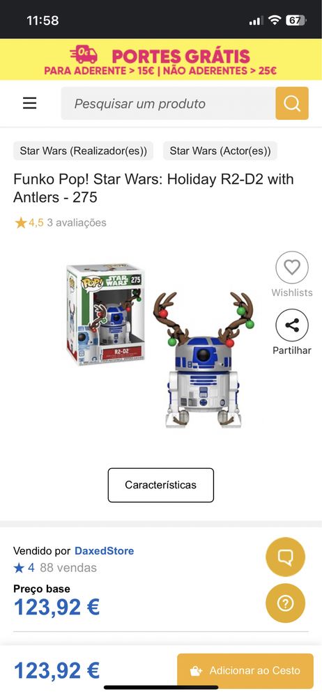 r2d2 funko pop numero 275 NOVO edição limitada de natal!!!