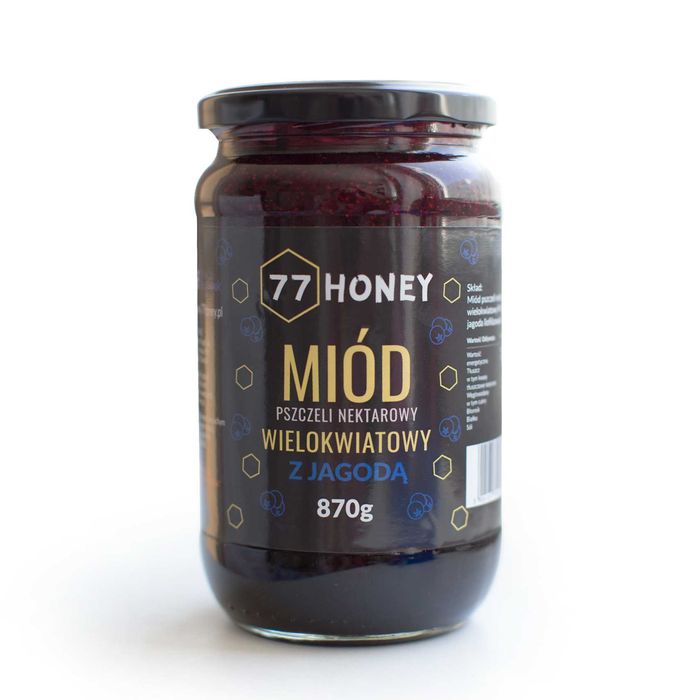 Miód Wielokwiatowy z Jagodami 870G PRAWDZIWY MIÓD