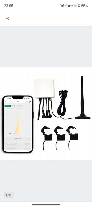 Licznik energii WiFi 3 fazy DWUSTRONNY 80A Transformatory Antena TUYA