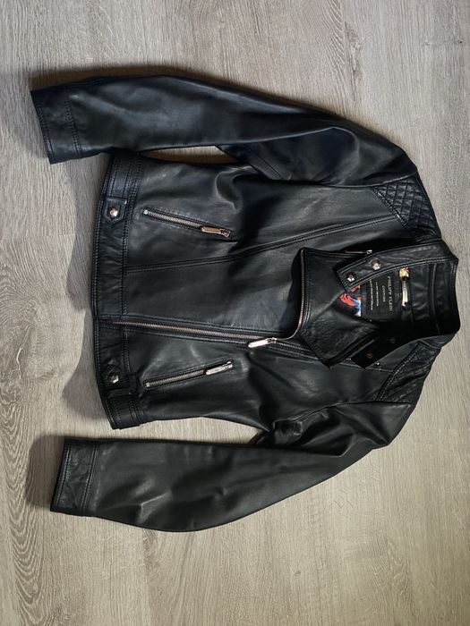 Женская кожанная куртка Philipp Plein 42 косуха