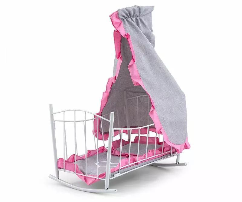 Łóżeczko Kołyska Dla Lalek Lily Z Baldachimem Prestige Pink Różowe