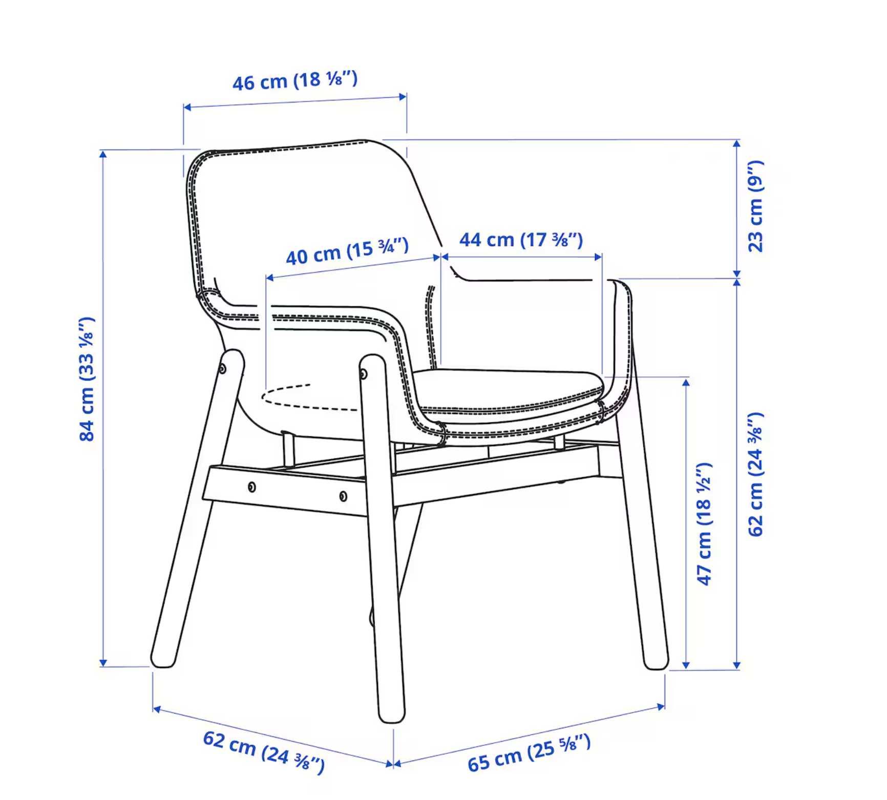 krzesło z podłokietnikami IKEA VEDBO - UNIKAT - czarny stelaż