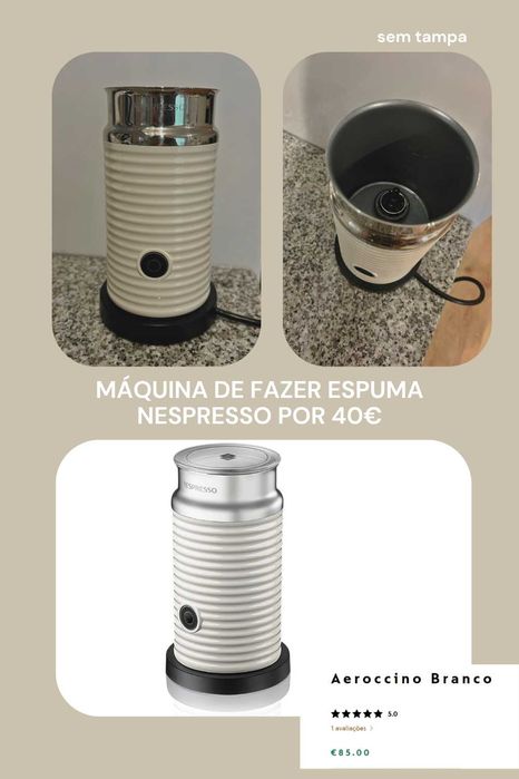 Espumador leite Nespresso Aeroccino — creme (sem tampa)