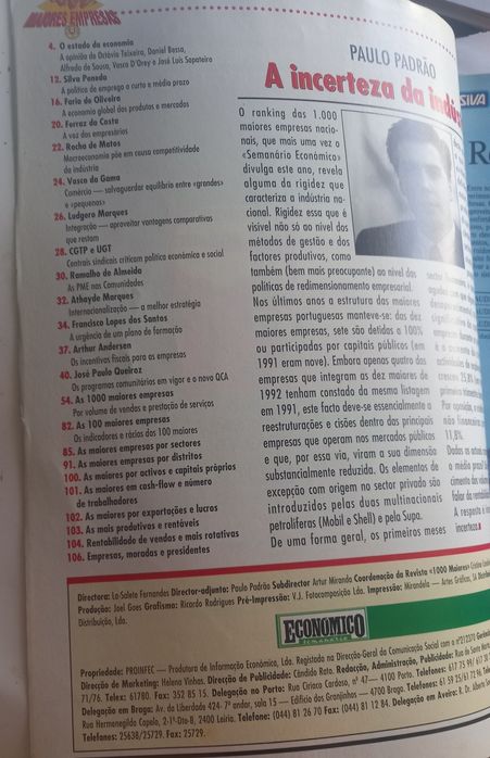 as 1000 maiores empresas portuguesas 1992 no SE