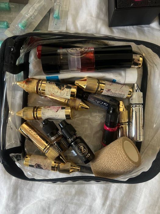 Máquina de maquilhagem permanente, cartuchos, pigmentos