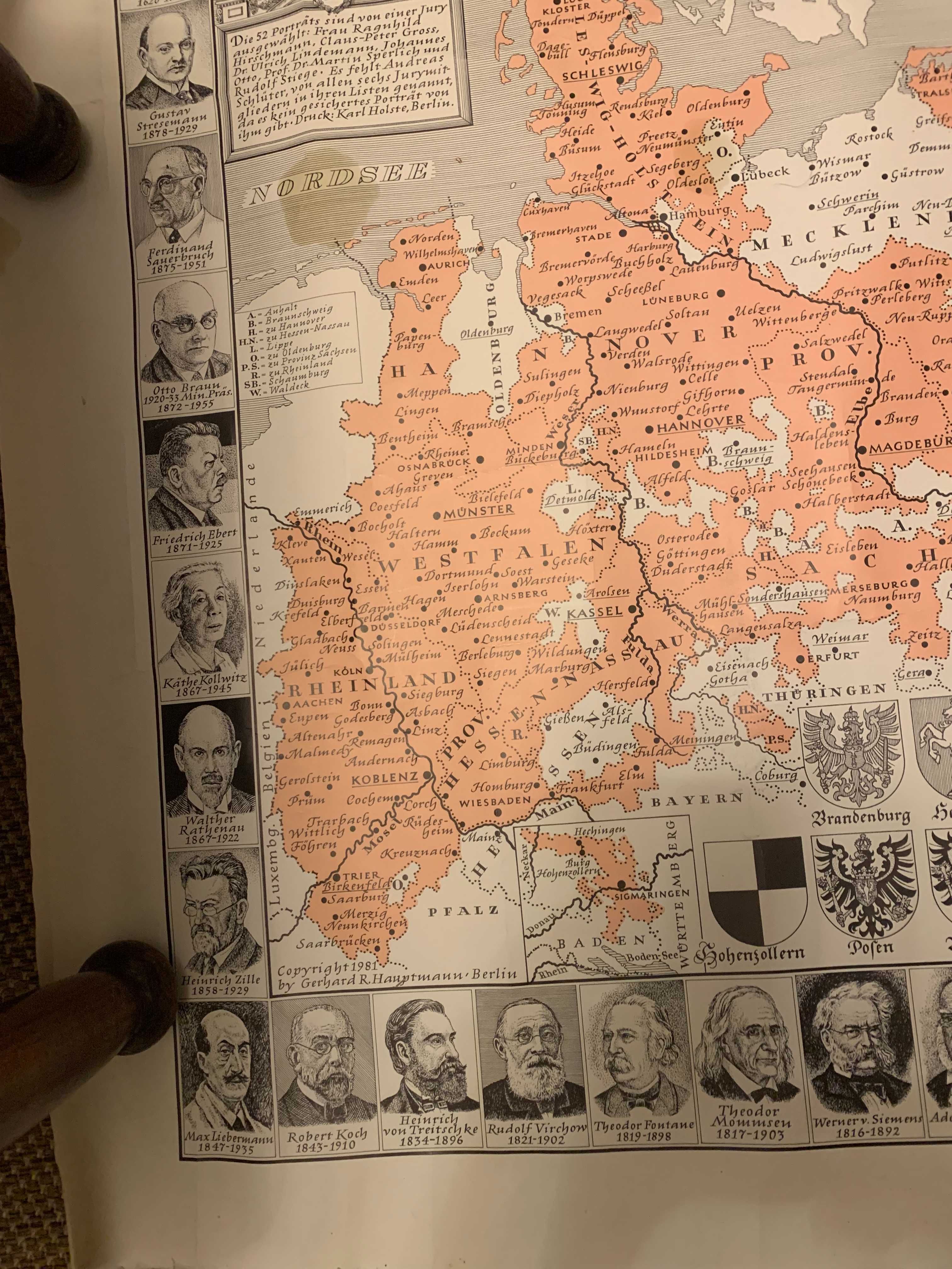 Mapa Prusy XIX wiek wymiary 70 x 100 cm