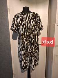 Sukienka xl 42 xxl 44 wzory elegancka kieszenie