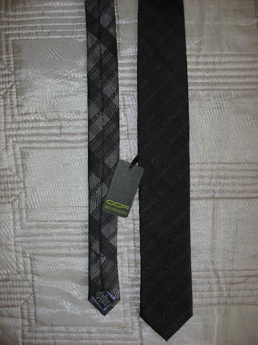 Nowy jedwabny czarny krawat CCP SLIM. Tanio!