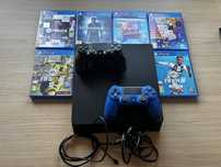 PS4 Slim 1TB + 2 pady + gry